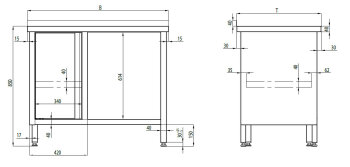 Arbeitstisch Grundboden 800 x 600 mm rechts Aufkantung VAT08612RA
