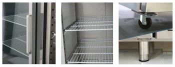 Lagerkühlschrank mit 2 Glasstüren 148 x 83 cm GN2/1 brutto 1333 Liter