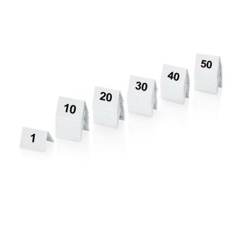 Tischnummernschild Set 1-50 beidseitig beschriftet 50...