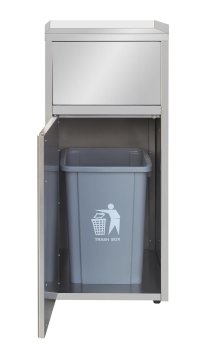 Müllbox und Tonne 60 L Edelstahl AISI 201 mit einwurfklappe 500 x 530 x 1200 mm